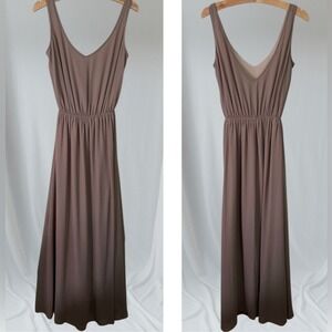 Show Me Your Mumu Heather Maxi Dress Taupe Mauve V-Neck Deep V-Back Small